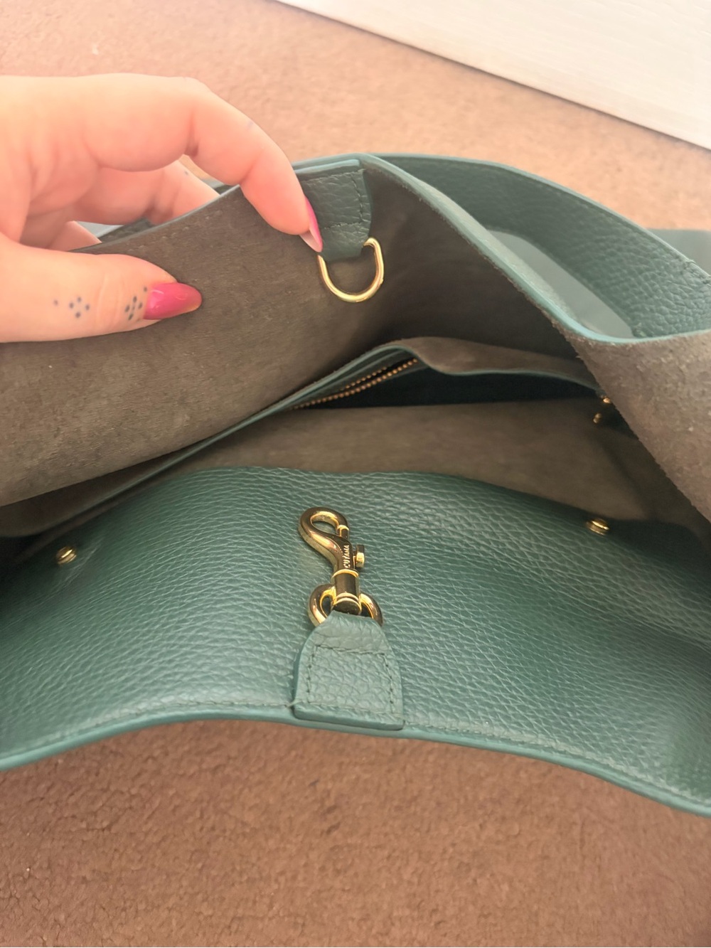Cuyana teal double loop satchel - Picture 6 of 8